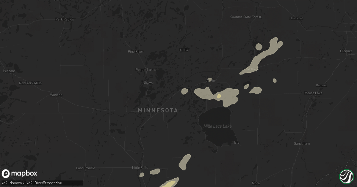 Hail map in Ironton, MN on August 8, 2025