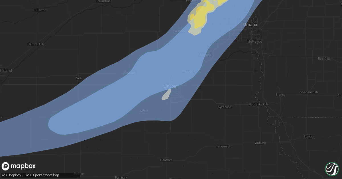 Hail map in Lincoln, NE on August 8, 2025