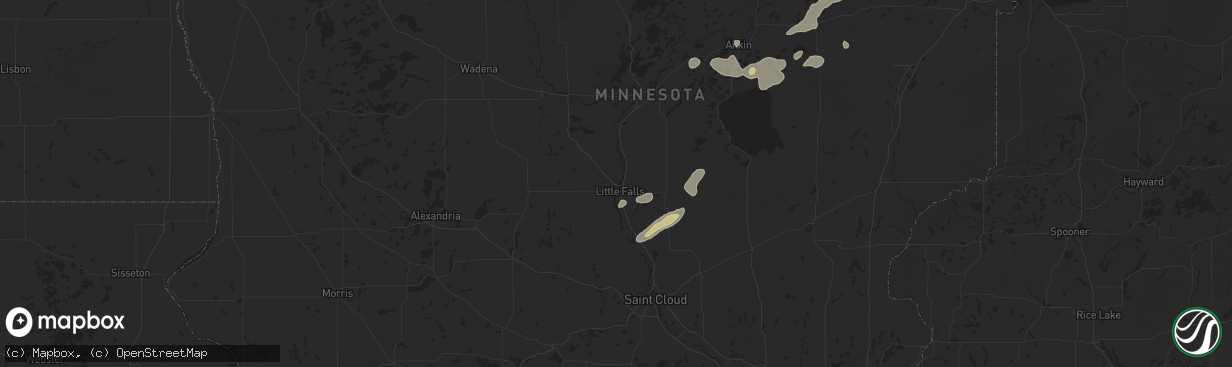Hail map in Little Falls, MN on August 8, 2025
