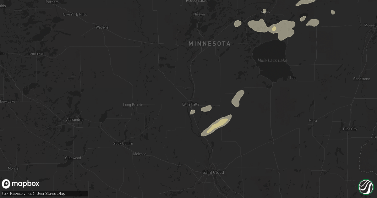 Hail map in Little Falls, MN on August 8, 2025