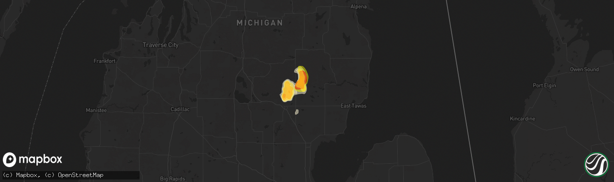 Hail map in Lupton, MI on August 8, 2025