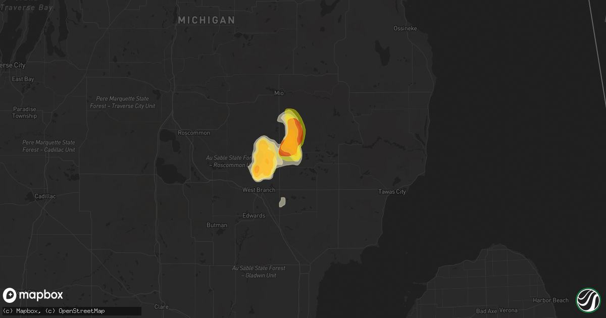 Hail map in Lupton, MI on August 8, 2025