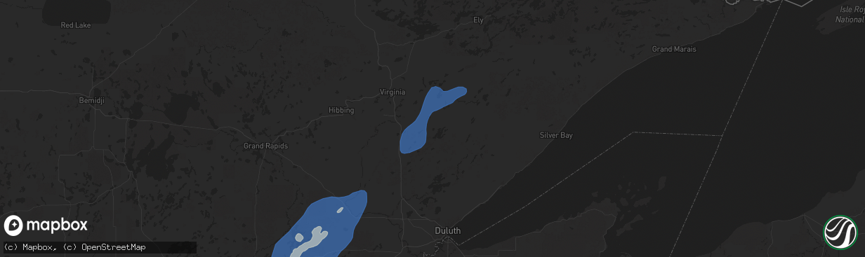 Hail map in Makinen, MN on August 8, 2025
