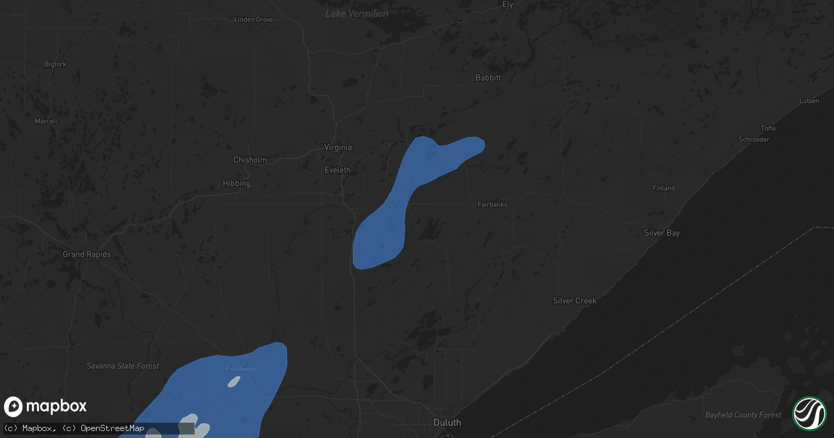 Hail map in Makinen, MN on August 8, 2025