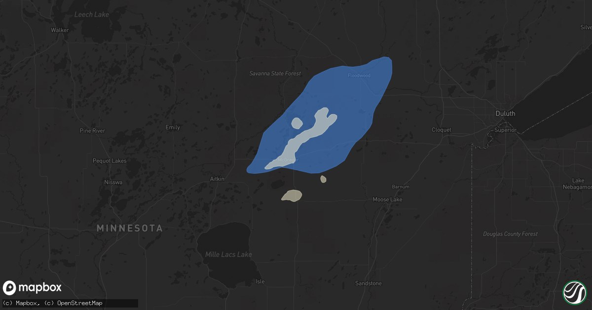 Hail map in Mcgregor, MN on August 8, 2025