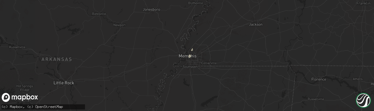 Hail map in Memphis, TN on August 8, 2025