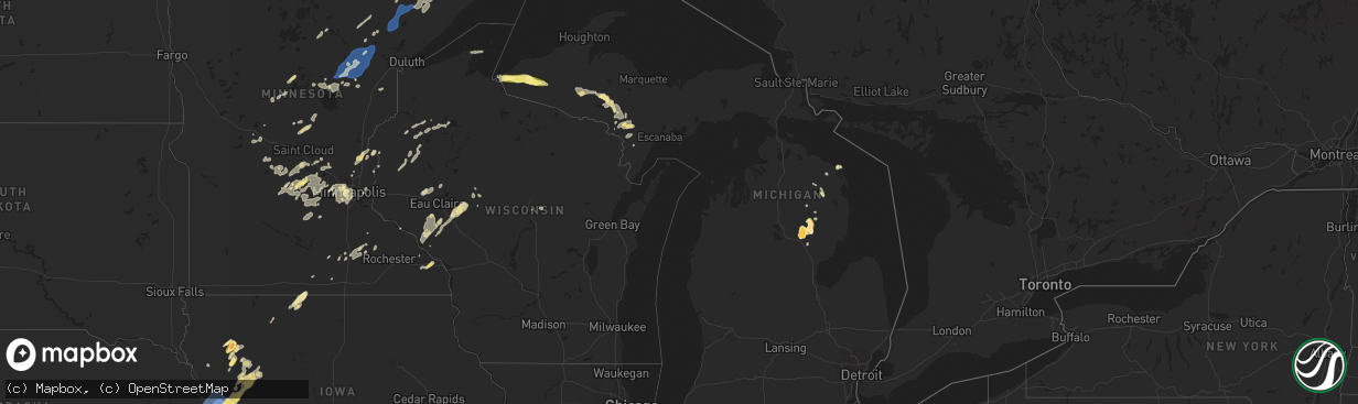 Hail map in Michigan on August 8, 2025