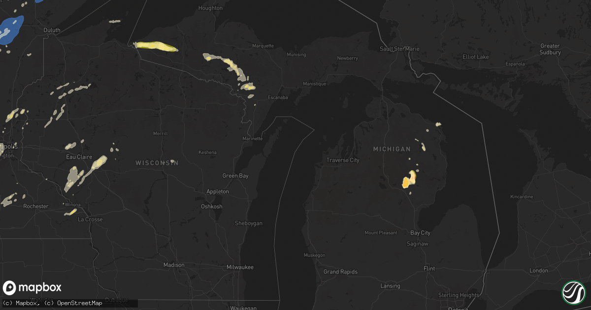 Hail map in Michigan on August 8, 2025