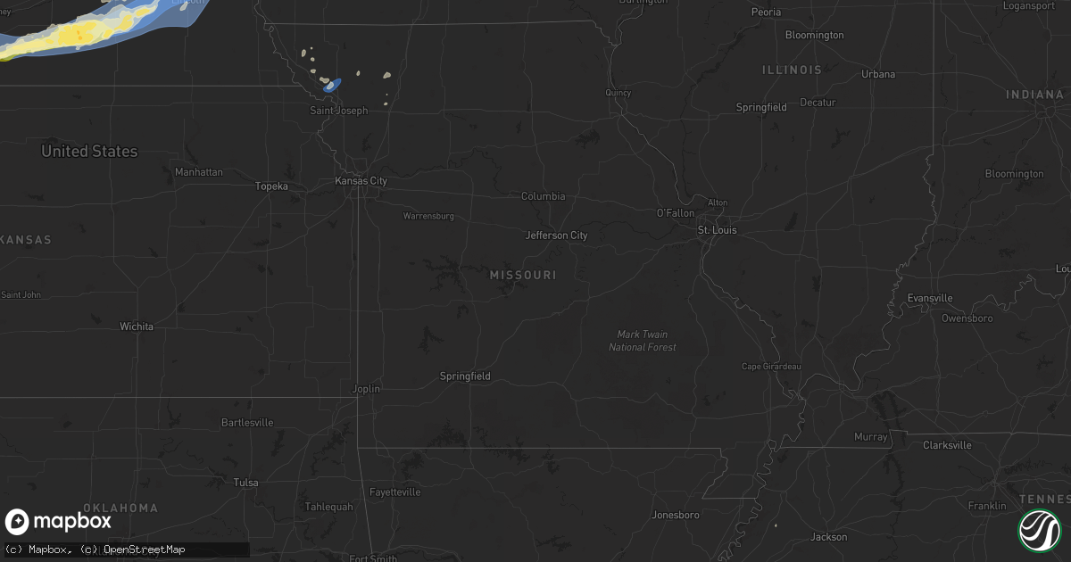 Hail map in Missouri on August 8, 2025