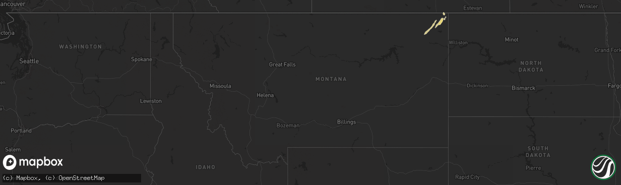 Hail map in Montana on August 8, 2025
