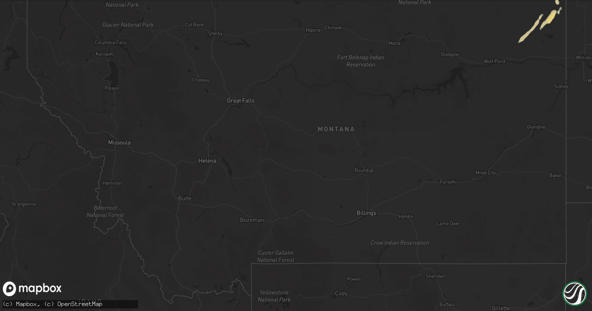 Hail map in Montana on August 8, 2025