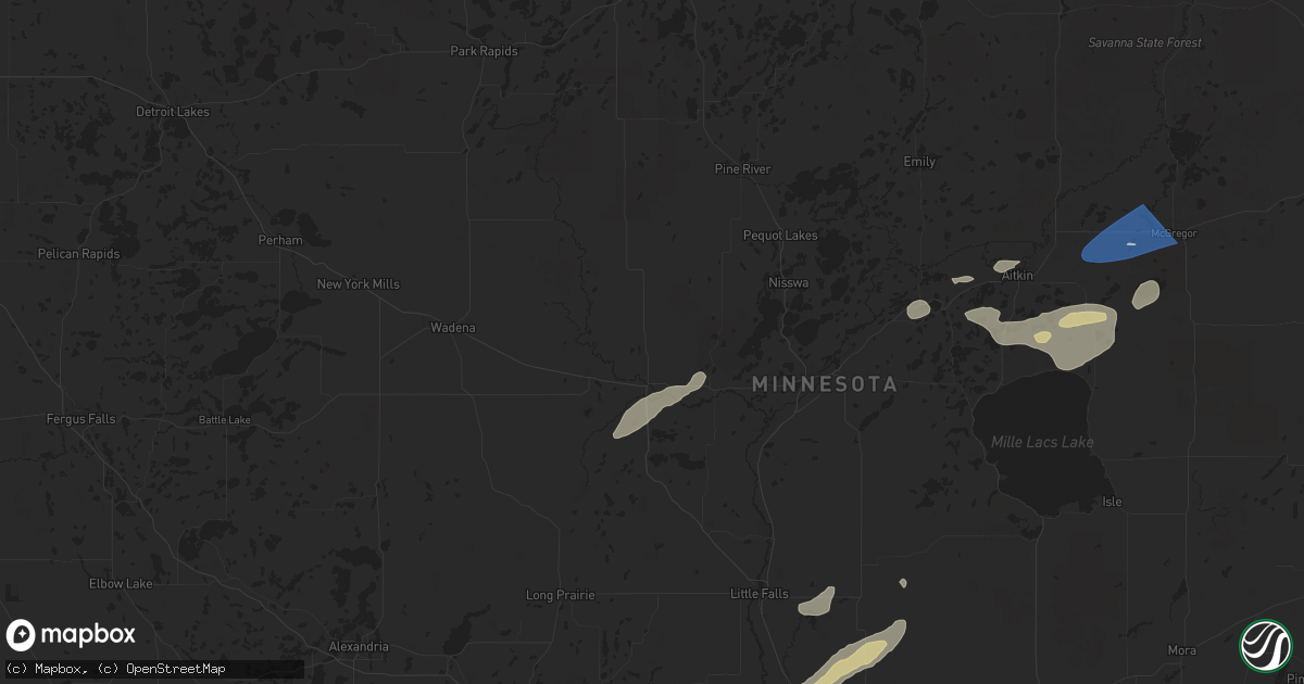 Hail map in Motley, MN on August 8, 2025