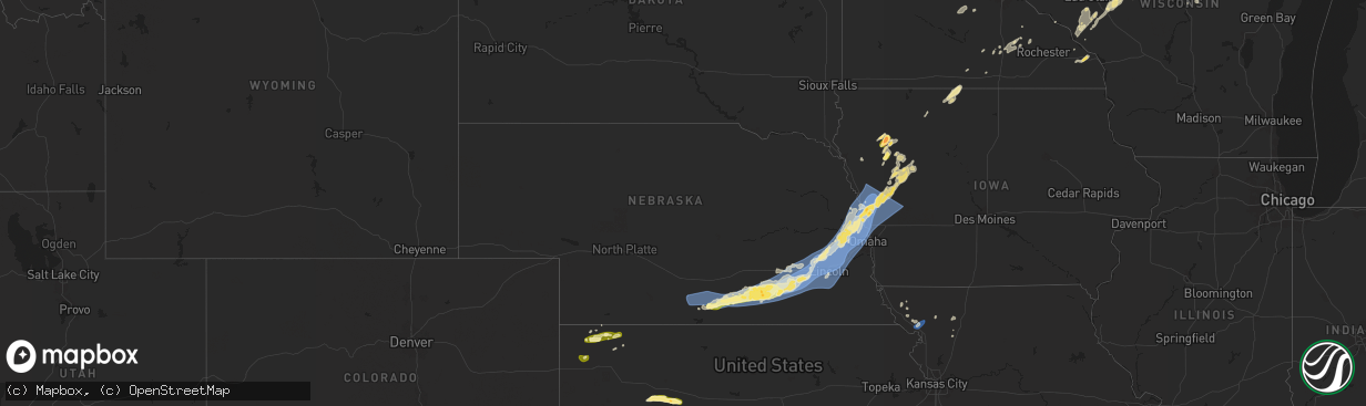 Hail map in Nebraska on August 8, 2025