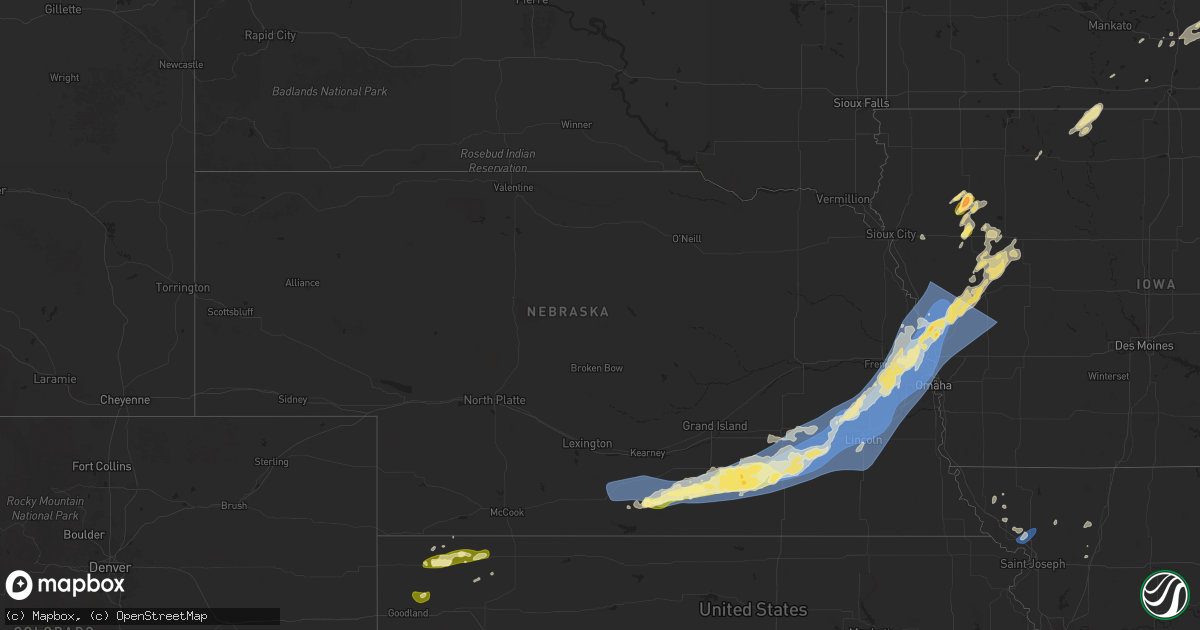 Hail map in Nebraska on August 8, 2025