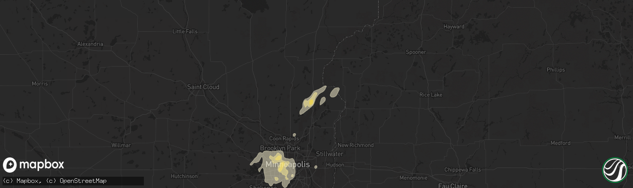 Hail map in North Branch, MN on August 8, 2025