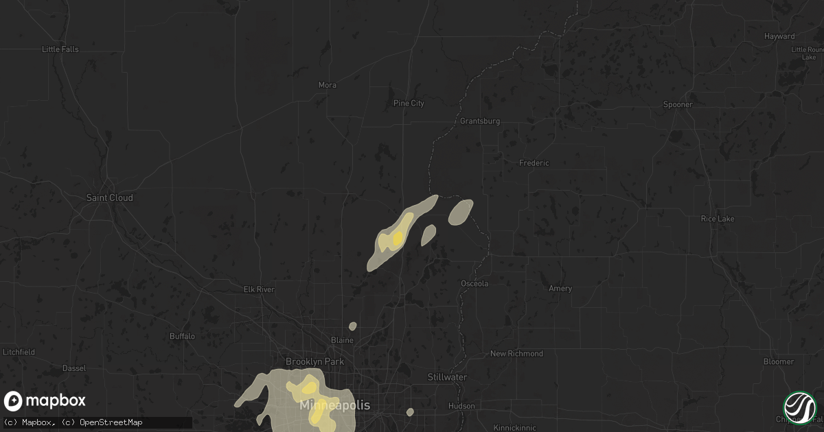 Hail map in North Branch, MN on August 8, 2025