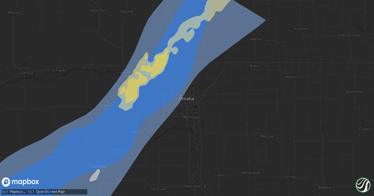 Hail map in Omaha, NE on August 8, 2025