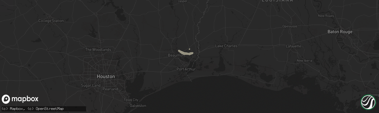 Hail map in Orange, TX on August 8, 2025