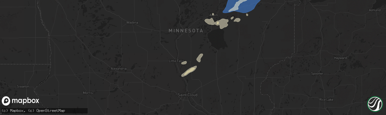 Hail map in Pierz, MN on August 8, 2025