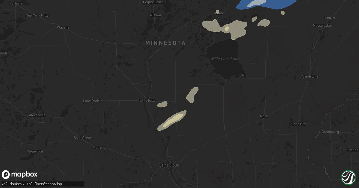 Hail map in Pierz, MN on August 8, 2025