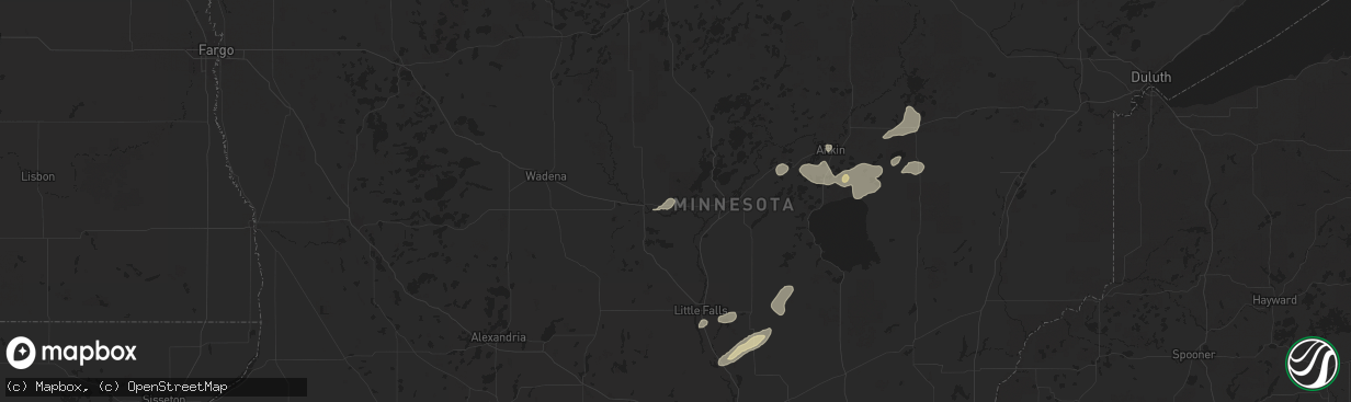 Hail map in Pillager, MN on August 8, 2025