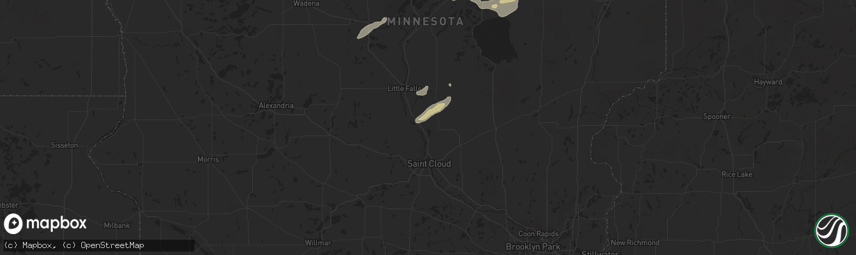 Hail map in Rice, MN on August 8, 2025