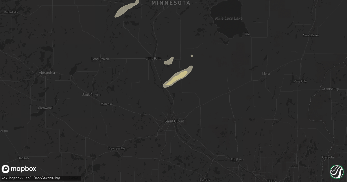 Hail map in Rice, MN on August 8, 2025