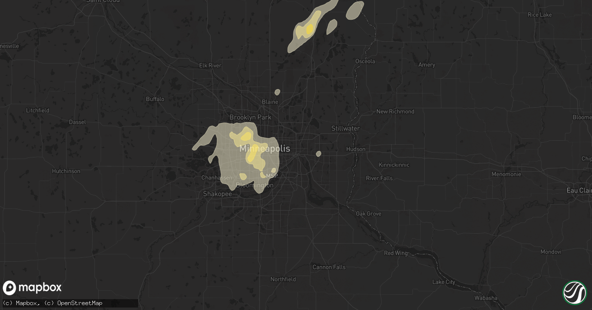 Hail map in Saint Paul, MN on August 8, 2025