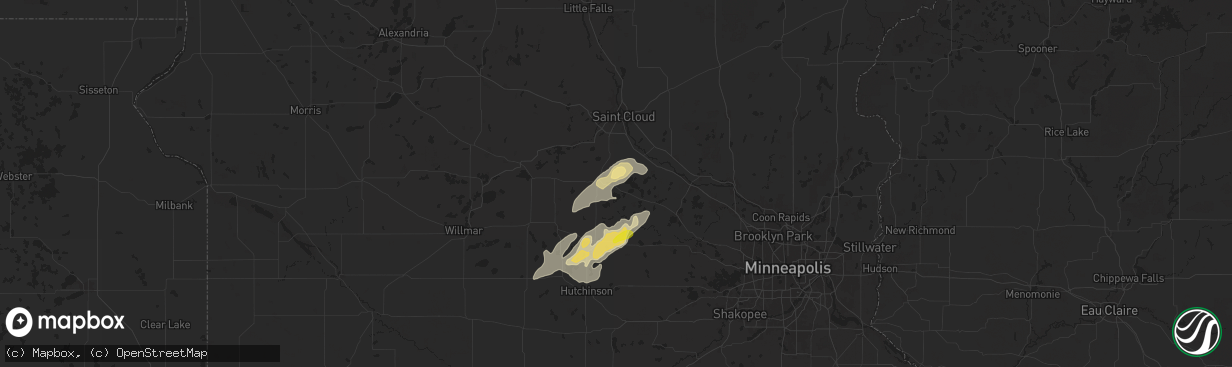 Hail map in South Haven, MN on August 8, 2025