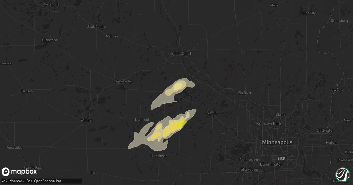 Hail map in South Haven, MN on August 8, 2025
