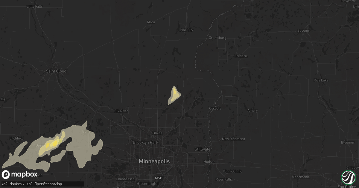 Hail map in Stacy, MN on August 8, 2025