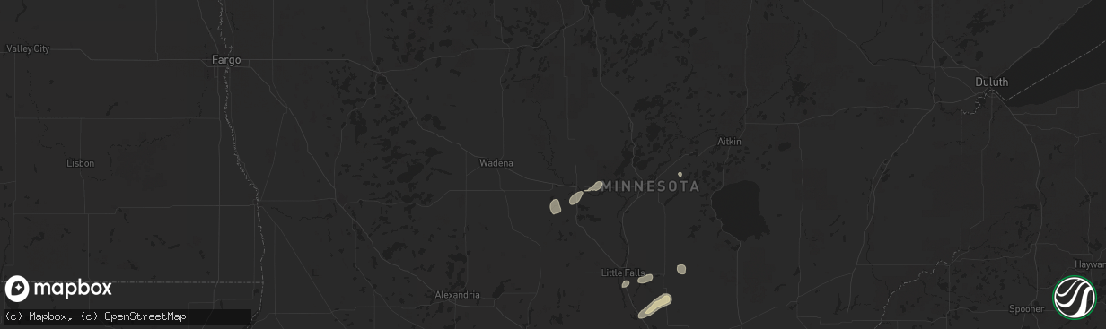 Hail map in Staples, MN on August 8, 2025