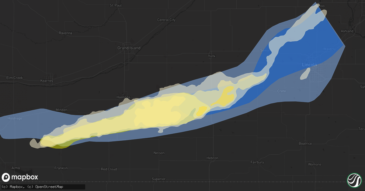 Hail map in Sutton, NE on August 8, 2025
