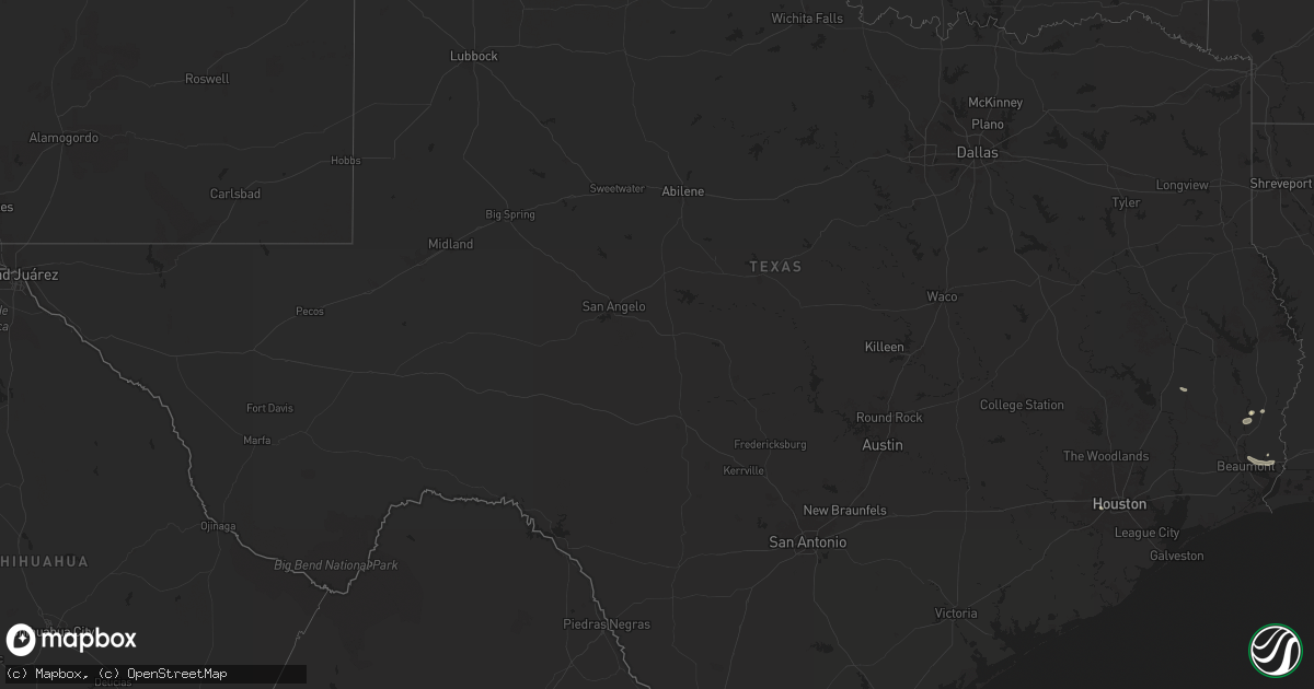 Hail map in Texas on August 8, 2025