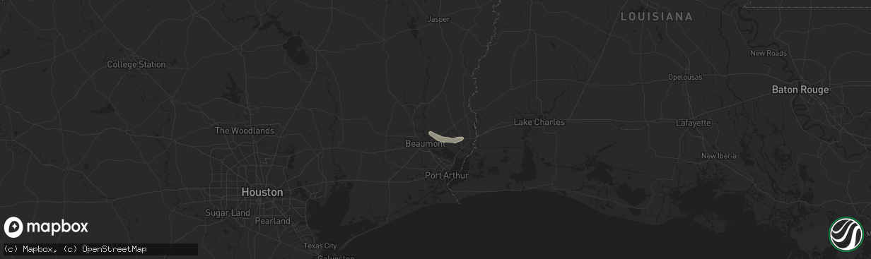 Hail map in Vidor, TX on August 8, 2025