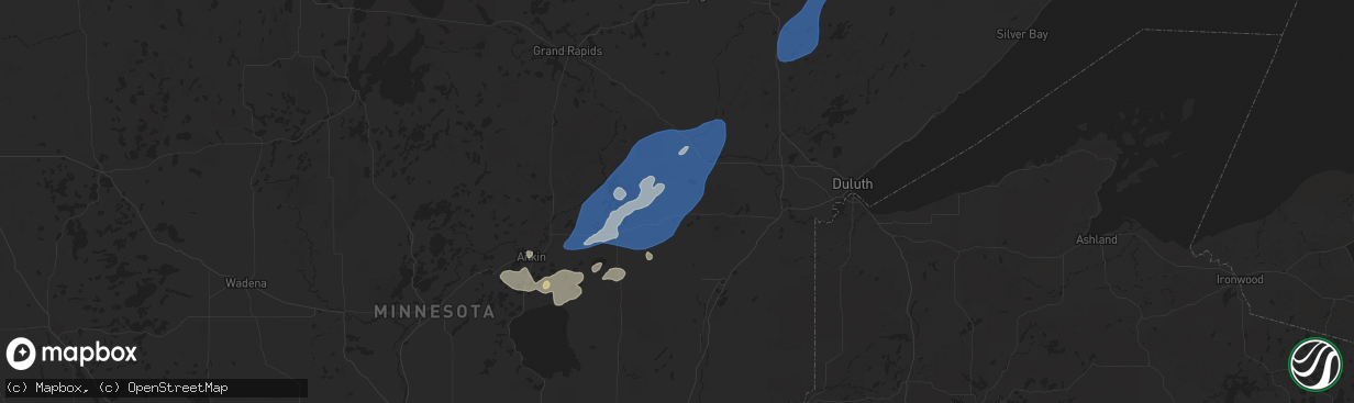 Hail map in Wright, MN on August 8, 2025
