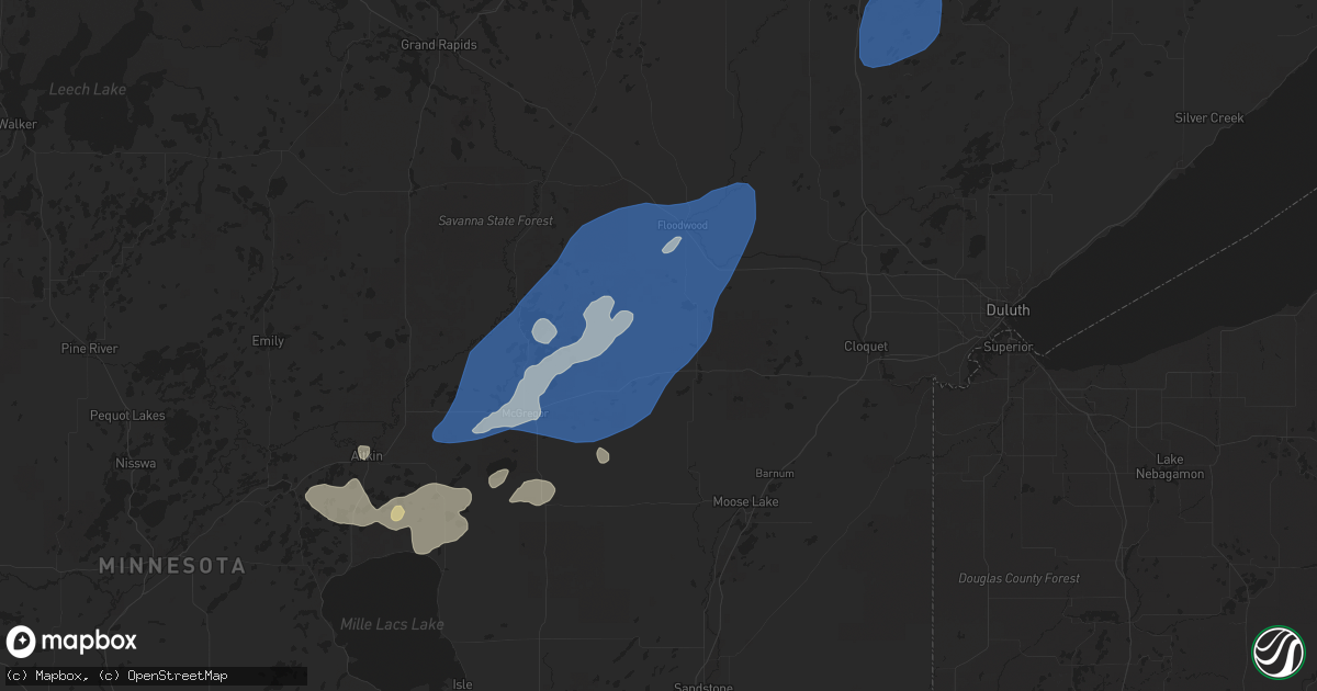 Hail map in Wright, MN on August 8, 2025