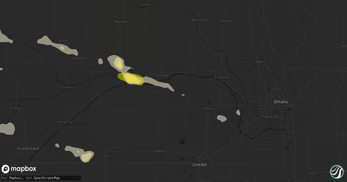 Hail map in Abie, NE on August 8, 2026