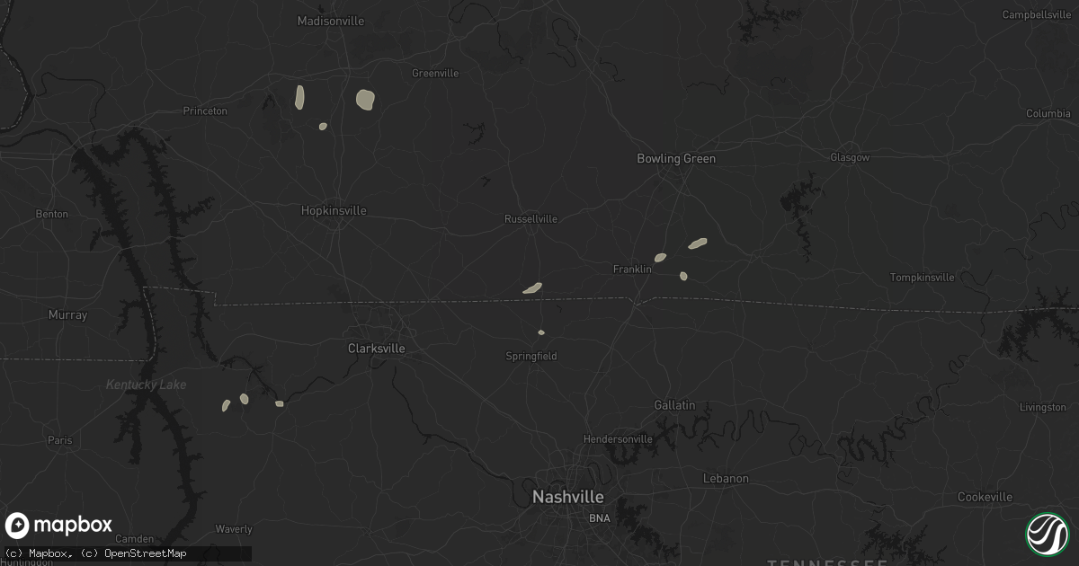 Hail map in Adairville, KY on August 8, 2026
