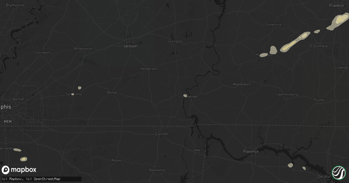 Hail map in Adamsville, TN on August 8, 2026