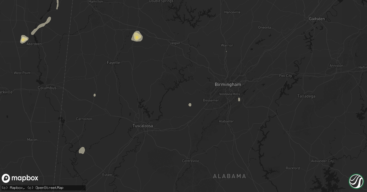 Hail map in Adger, AL on August 8, 2026