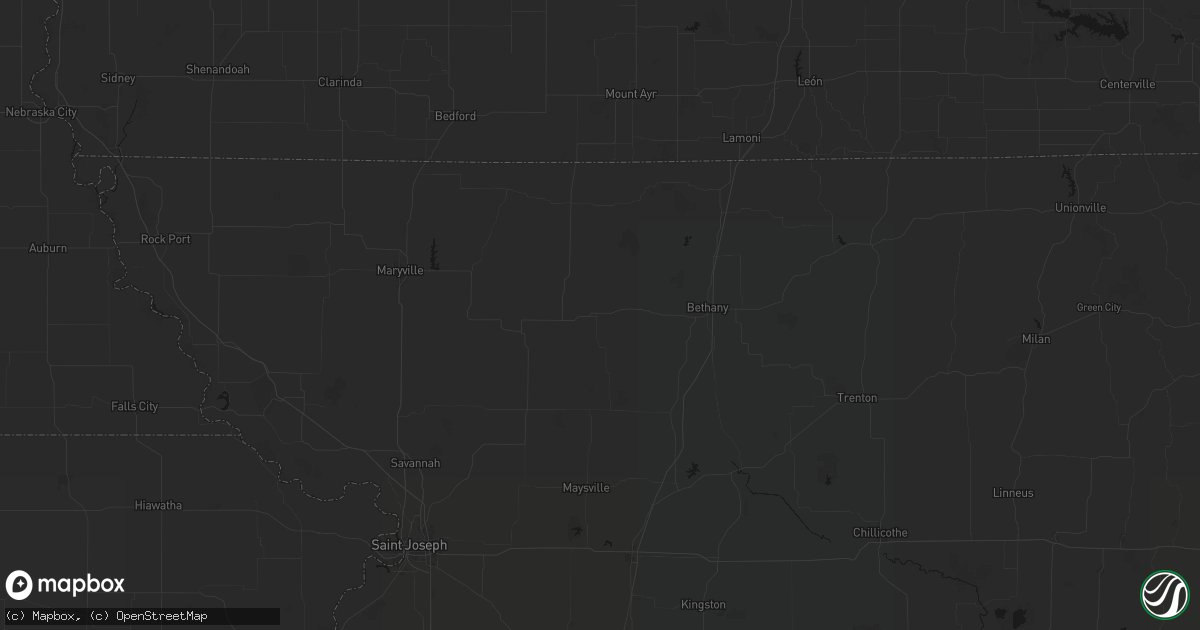 Hail map in Albany, MO on August 8, 2026
