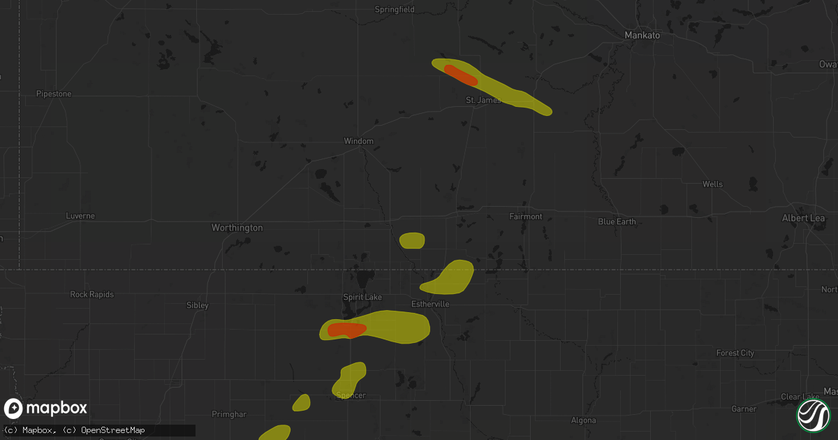Hail map in Alpha, MN on August 8, 2026