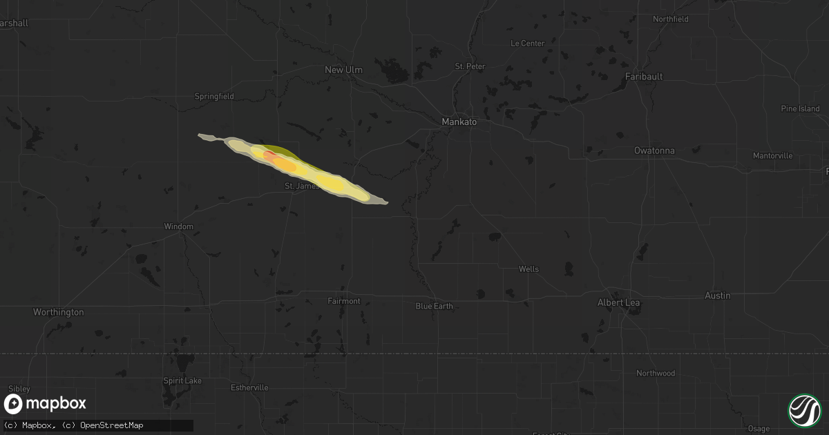 Hail map in Amboy, MN on August 8, 2026