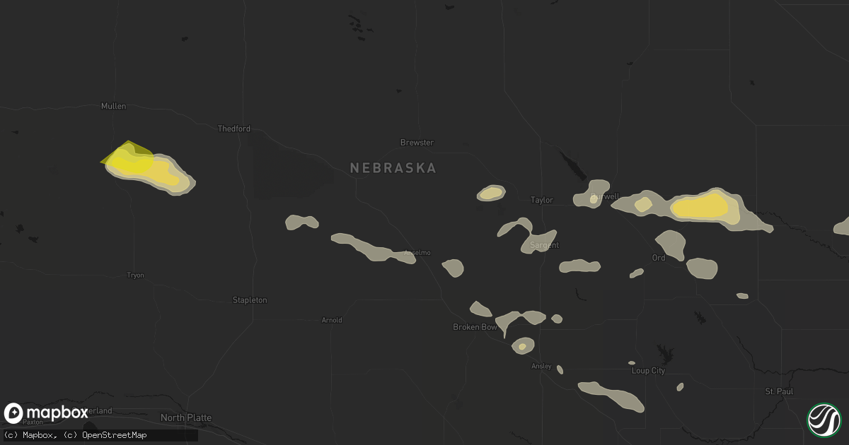 Hail map in Anselmo, NE on August 8, 2026