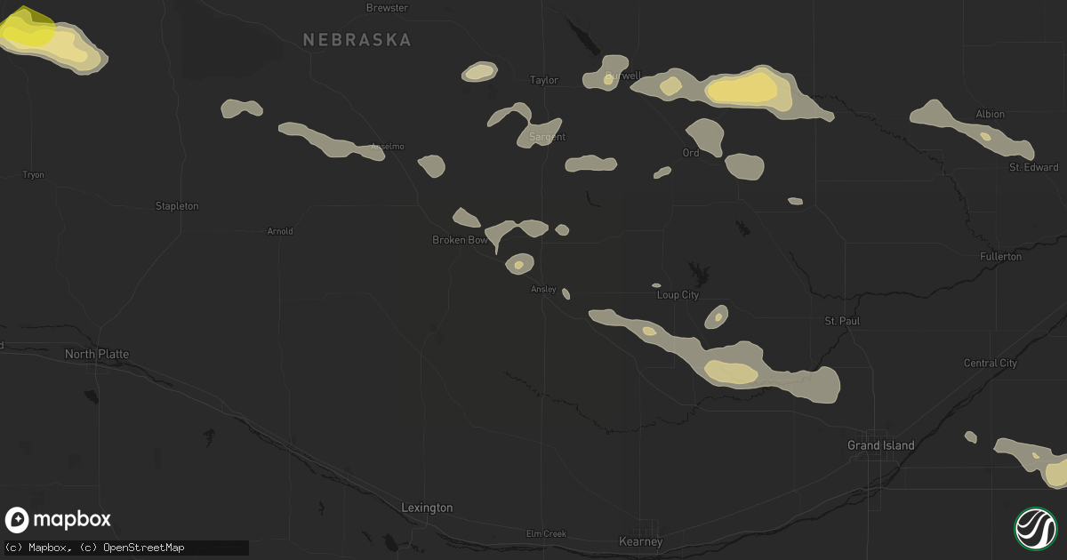 Hail map in Ansley, NE on August 8, 2026