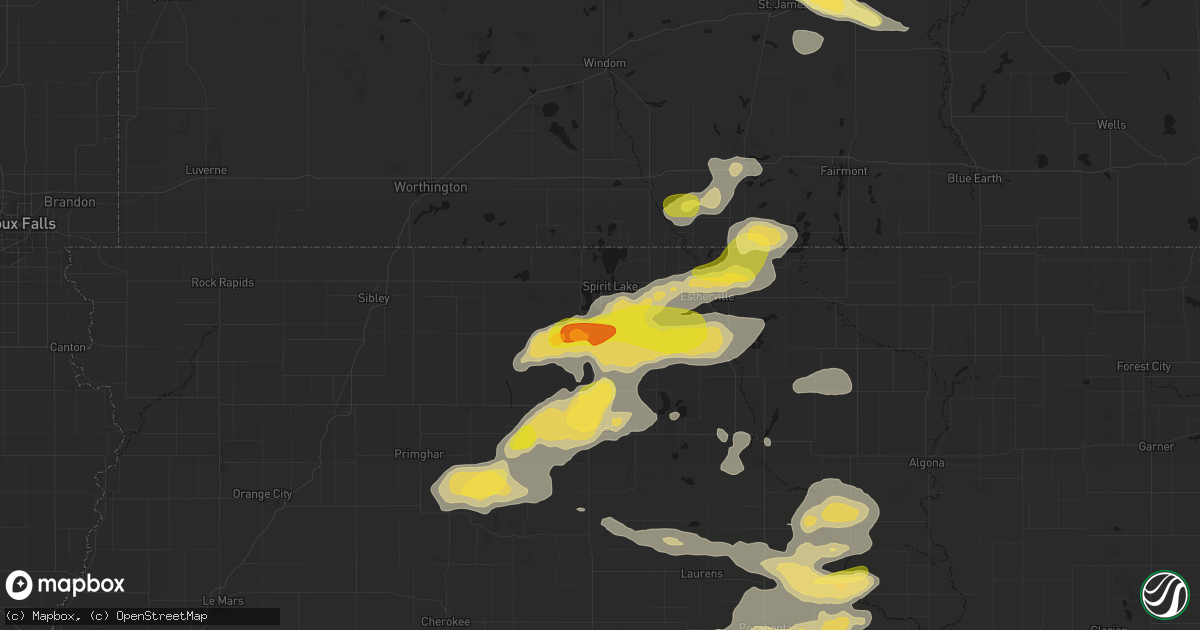 Hail map in Arnolds Park, IA on August 8, 2026