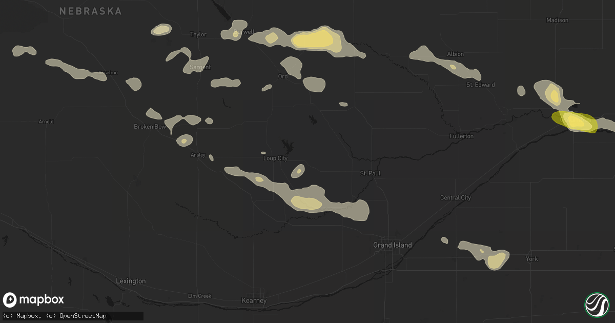 Hail map in Ashton, NE on August 8, 2026