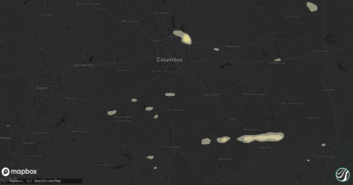 Hail map in Ashville, OH on August 8, 2026
