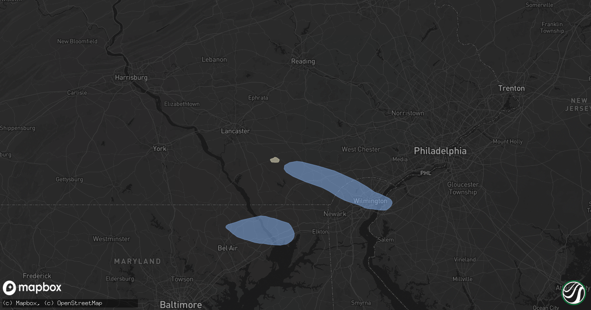 Hail map in Atglen, PA on August 8, 2026